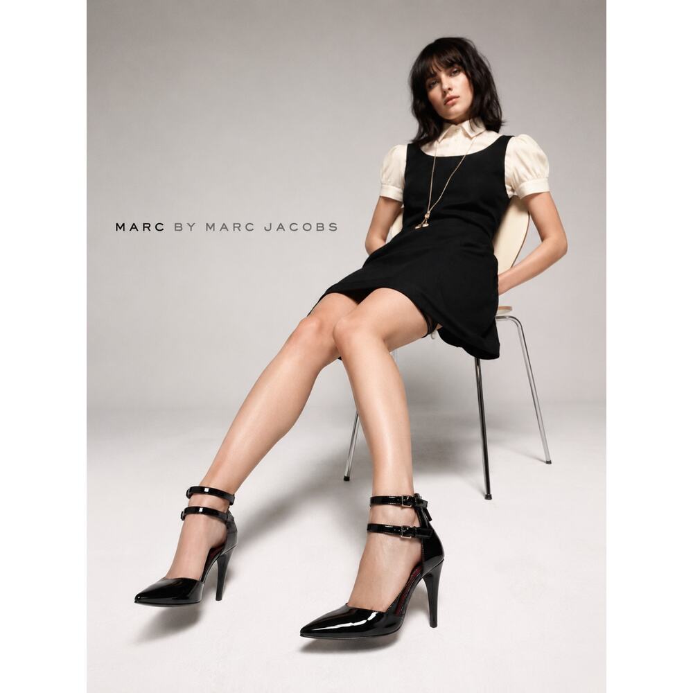 Marc by Marc Jacobs Reese Ankle Strap Leather Pump Heels Black Size 39.5 Or 8.5